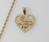 Plated Heart "My 15" Quince 3mm Rope/Braided Chain Necklace