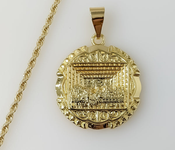 Plated The Last Supper 2mm Rope/Braided Chain Necklace
