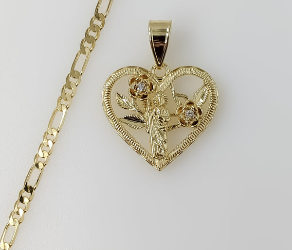 Plated Heart Saint Jude 3mm Figaro Chain Necklace