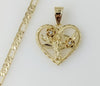 Plated Heart Saint Jude 4mm 14K Diamond Cut Figaro Chain Necklace