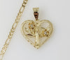 Plated Heart Saint Benedict 3mm Figaro Chain Necklace