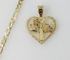 Plated Heart Saint Benedict 4mm Figaro Chain Necklace