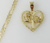 Plated Heart Saint Benedict 4mm 14K Diamond Cut Figaro Chain Necklace