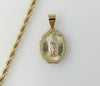 Plated Tri-Color Virgin Mary 4mm Rope/Braided Chain Necklace