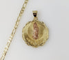 Plated Multicolor Virgin Mary 4mm Figaro Chain Necklace