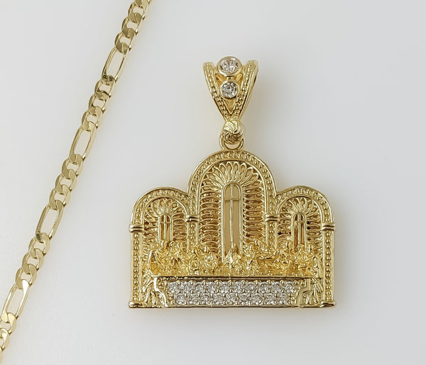 Plated The Last Supper 3mm Figaro Chain Necklace