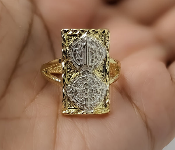 Plated Multicolor Saint Benedict Adjustable Ring