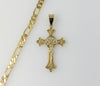 Plated Cross 5mm Figaro Chain Necklace