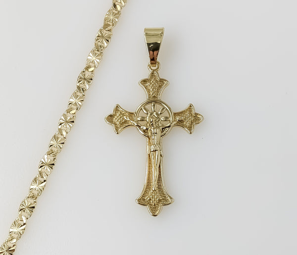 Plated Cross 4mm Star Chain Necklace