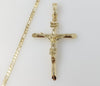 Plated Large Cross 3mm Figaro Chain Necklace