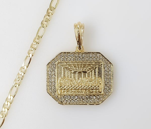 Plated Blinged The Last Supper 4mm Figaro Chain Necklace