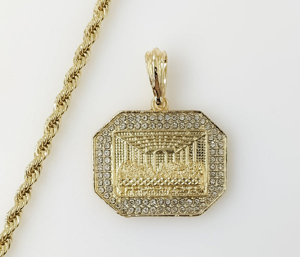 Plated Blinged The Last Supper 4mm Rope/Braided Chain Necklace