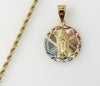 Plated Tri-Color Virgin Mary 3mm Rope/Braided Chain Necklace