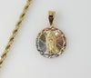 Plated Tri-Color Virgin Mary 4mm Rope/Braided Chain Necklace