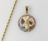 Plated Tri-Color Virgin Mary 3mm Rope/Braided Chain Necklace
