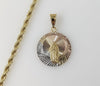 Plated Tri-Color Virgin Mary 4mm Rope/Braided Chain Necklace