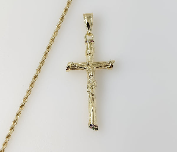 Plated Cross 2mm Rope/Braided Chain Necklace