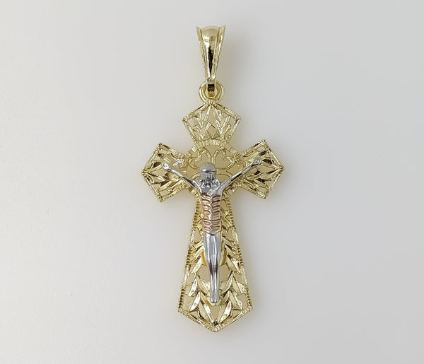 Plated Tri-Color Cross Pendant