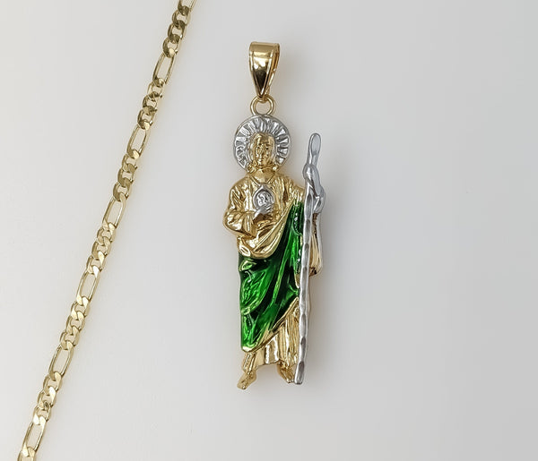 Plated Medium Multicolor Saint Jude 3mm Figaro Chain Necklace