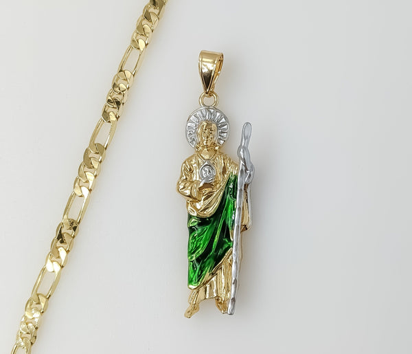 Plated Medium Multicolor Saint Jude 5mm Figaro Chain Necklace