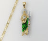 Plated Medium Multicolor Saint Jude 4mm 14K Diamond Cut Figaro Chain Necklace