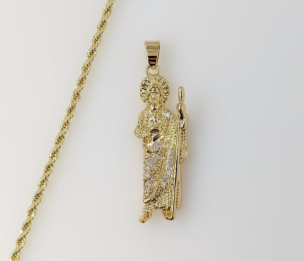 Plated Saint Jude 2mm Rope/Braided Chain Necklace
