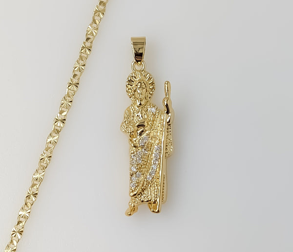 Plated Saint Jude 3mm Star Chain Necklace