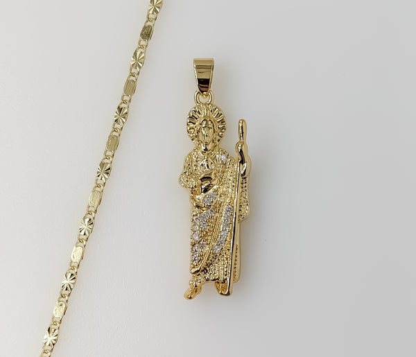 Plated Saint Jude 2mm Star Solid Chain Necklace