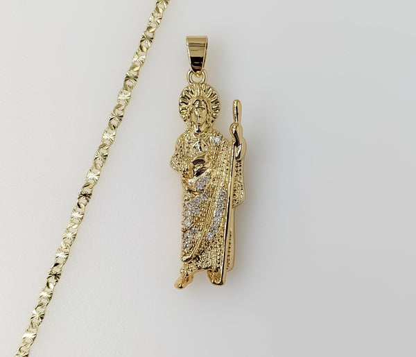 Plated Saint Jude 2.5mm Star Chain Necklace