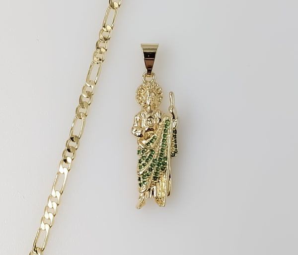 Plated Saint Jude 3mm Figaro Chain Necklace