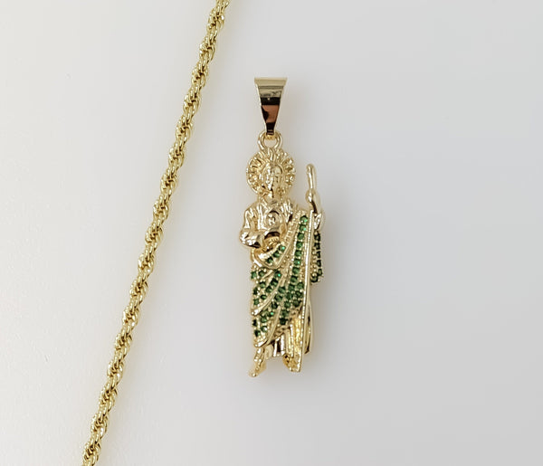 Plated Saint Jude 2mm Rope/Braided Chain Necklace