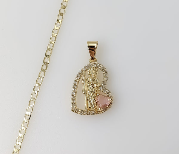 Plated Dainty Saint Jude 14K 3mm Cuban Chain Necklace