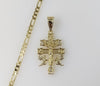 Plated Holy Cross of Caravaca 3mm Figaro Chain Necklace