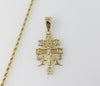 Plated Holy Cross of Caravaca 2mm Rope/Braided Chain Necklace
