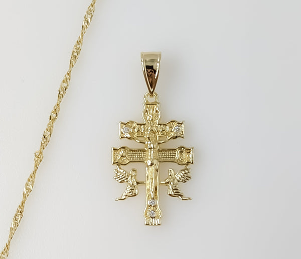 Plated Holy Cross of Caravaca 14K Twist Chain Necklace