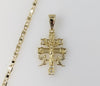 Plated Holy Cross of Caravaca 3mm Flat Mariner Anchor Chain Necklace