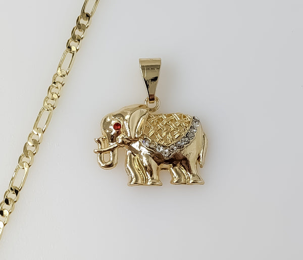 Plated Elephant 3mm Figaro Chain Necklace