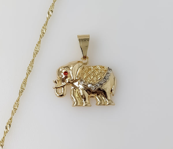 Plated Elephant 14K Twist Chain Necklace