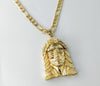 Plated Large Jesus 7mm 14K Diamond Cut Figaro Chain Necklace