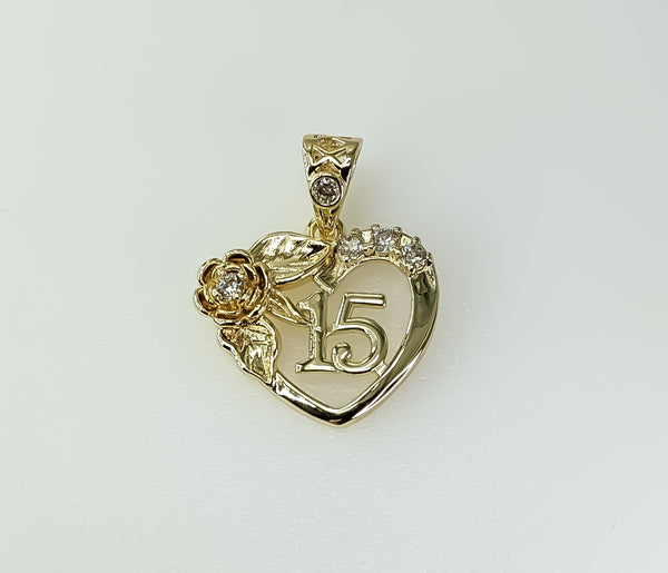 Plated Dainty Heart "My 15" Quince Pendant