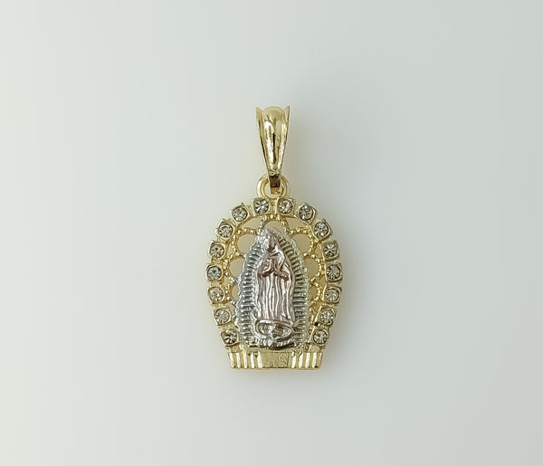 Virgin Mary Tri-Color Pendant Golden Plated Catholic Devotion
