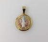 Saint Benedict Tri-Color Medal 25mm Pendant Golden Plated Catholic Jewelry