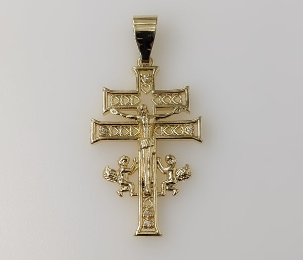 Blessed Holy Cross of Caravaca with Angels Plated Pendant Devotion