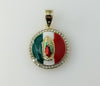 Plated Multicolor Virgin Mary Medal Mexican Our Lady of Guadalupe Round Pendant