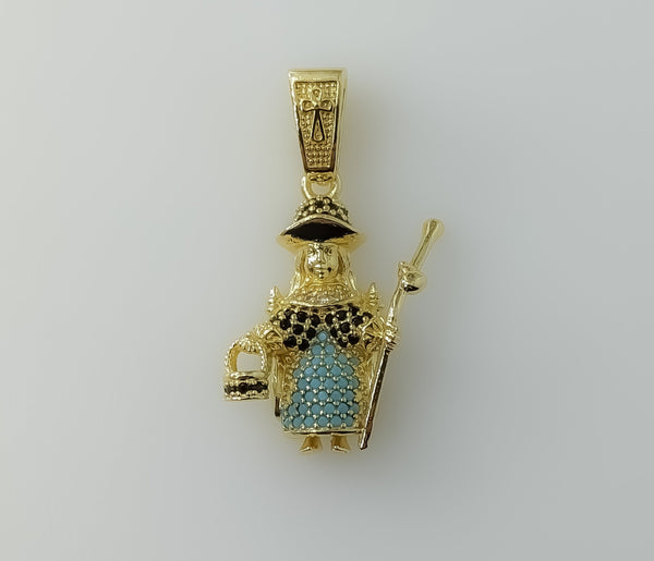 Plated Small Holy Infant of Atocha Pendant Blinged Religious Charm
