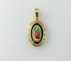 Plated Dainty Multicolor Virgin Mary Oval Medal Pendant