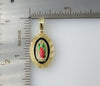 Plated Dainty Multicolor Virgin Mary Oval Medal Pendant