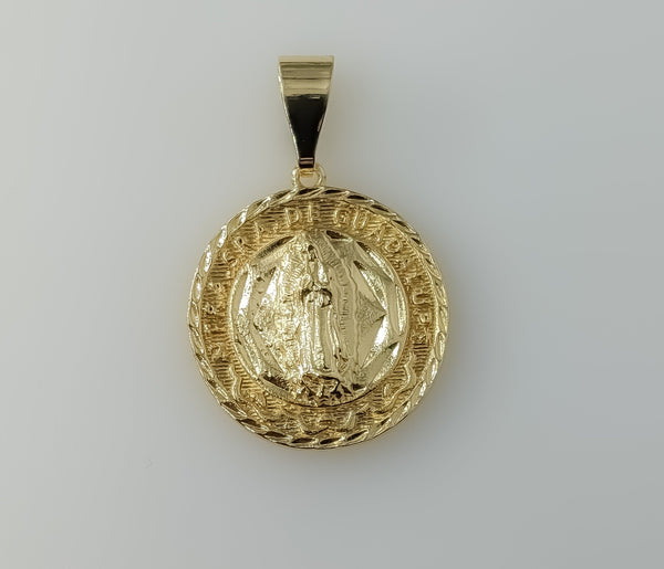 Plated Virgin Mary Medallion Round Pendant Our Lady Catholic Charm