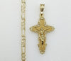 Plated Cross 4mm 14K Diamond Cut Figaro Chain Necklace