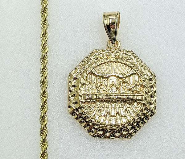 Plated The Last Supper 2mm Rope/Braided Chain Necklace